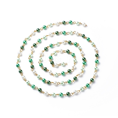 Handmade Glass Pearl Round Beaded Chains AJEW-SZ0002-40D-1