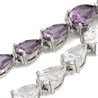 Brass Micro Pave Cubic Zirconia Necklaces NJEW-H027-01P-07-1