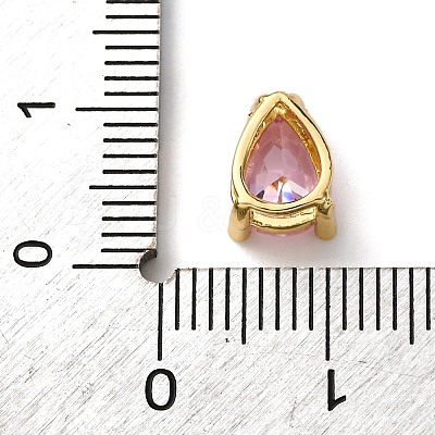 Teardrop Brass Micro Pave Cubic Zirconia Slide Charms KK-C119-16G-03-1