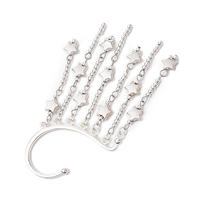 CCB Plastic Star & Alloy Tassel Cuff Earrings for Women EJEW-JE06122-1