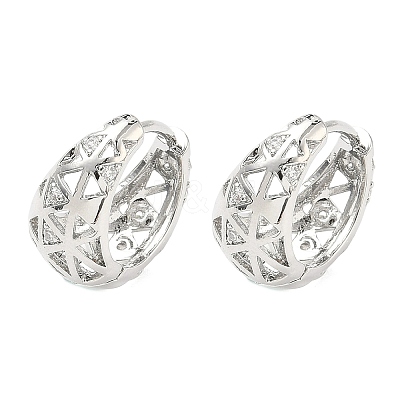 Hollow Triangle Brass Micro Pave Clear Cubic Zirconia Hoop Earrings EJEW-G452-04P-1
