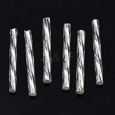 Opaque Glass Twisted Bugle Beads SEED-T005-15-B01-1