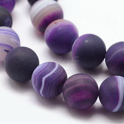 Natural Striped Agate/Banded Agate Bead Strands G-K166-12-10mm-02-1