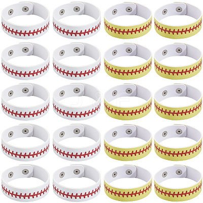 20Pcs 2 Styles Leather Wide Cord Bracelet with Snap Button for Men Women GUQI-CL0001-02B-1