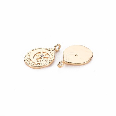 Brass Micro Pave Clear Cubic Zirconia Charms KK-S356-708-1