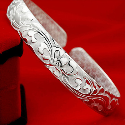Flower Pattern Alloy Cuff Bangles for Women FS-WG00B5E-01-1