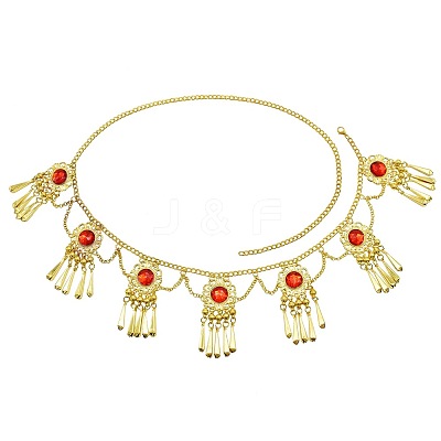 Alloy Hyacinth Alloy Hyacinth Rhinestone Flower Tassel Waist Belly Dance Chains for Women FS-WG99392-02-1