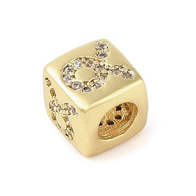 Brass Micro Pave Clear Cubic Zirconia European Beads LS-KK-K368-01G-02-1