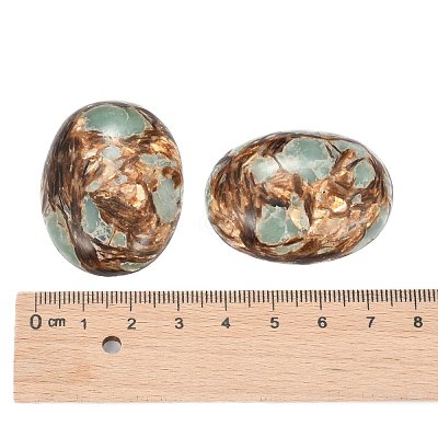 Assembled Synthetic Bronzite and Aqua Terra Jasper Cabochons G-R457-04-1