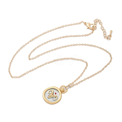 Brass Twelve Constellations Tarot Pendant Necklaces NJEW-Q006-01C-G-1