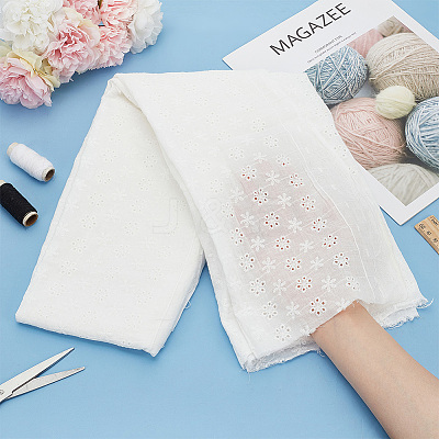 Cotton Embroidered Lace Fabric OCOR-WH0091-29-1