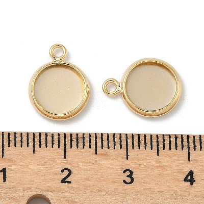 Flat Round Brass Pendant Cabochon Settings KK-K414-14B-G-1