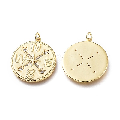 Brass Micro Pave Clear Cubic Zirconia Pendants X-ZIRC-I048-06G-1