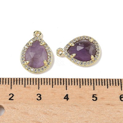Natural Amethyst Faceted Teardrop Pendants G-U028-02G-03-1