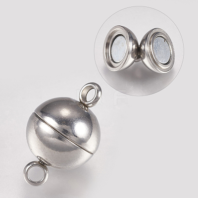 Tarnish Resistant 304 Stainless Steel Magnetic Clasps with Loops STAS-G173-05P-10mm-1