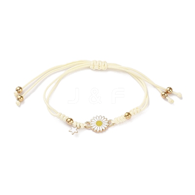 Sunflower Alloy Enamel Charms Braided Bracelets LS-BJEW-A016-01B-1