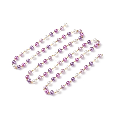 Handmade Glass Pearl Beaded Chain AJEW-JB01134-02-1