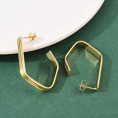 304 Stainless Steel Polygon Stud Earrings EJEW-P324-12G-1