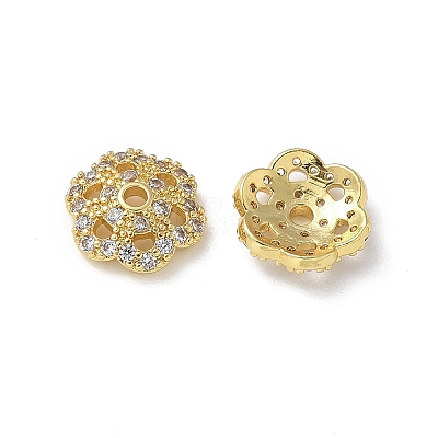 Brass Clear Cubic Zirconia Bead Caps KK-A236-15B-G-1