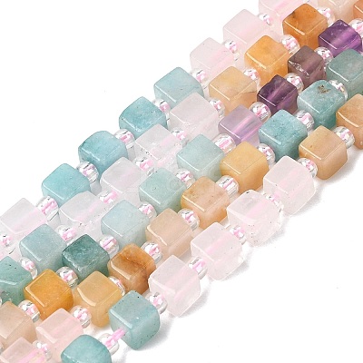 Natural Rose Quartz & Red Aventurine & Amethyst & Yellow Aventurine & Dyed White Jade Beads Strands G-H333-03B-1