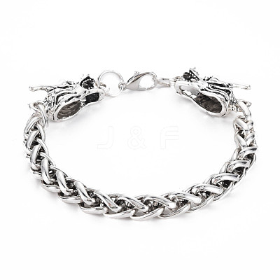 Men's Alloy Wheat Chain Bracelets BJEW-N015-004-1