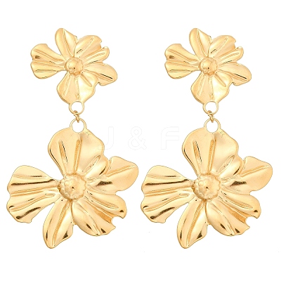 304 Stainless Steel Dangle Stud Earrings EJEW-D310-01G-1