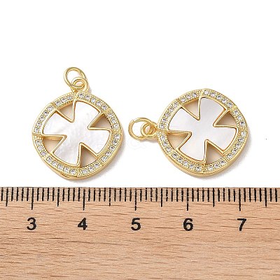 Brass Micro Pave Clear Cubic Zirconia Pendants KK-B083-17G-03-1