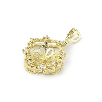 Brass Micro Pave Clear Cubic Zirconia European Dangle Charms Bails KK-K297-58G-1