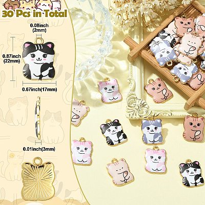 30Pcs 5 Style Printed Alloy Pendants ENAM-CJ0005-51-1