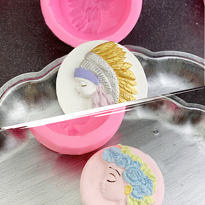 DIY 3D Girl Face Fondant Molds Kits DIY-OC0003-47-1