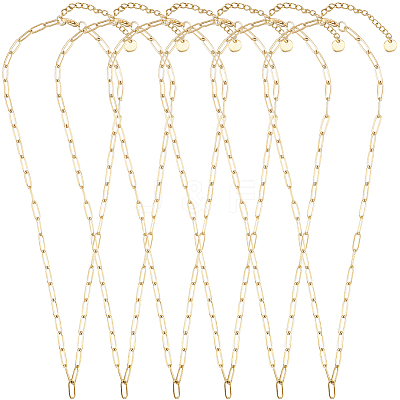 6Pcs 304 Stainless Steel Paperclip Chain Necklaces NJEW-SC0001-57A-G-1
