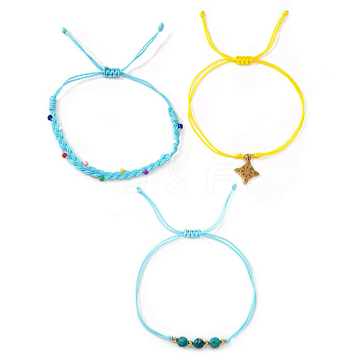 Summer Beach Style Adjustable Synthetic Green Turquoise Imperial Stone Beaded Bracelet Set UQ9789-1-1