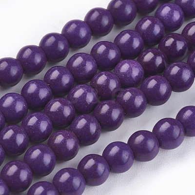 1 Strand Dyed Indigo Round Synthetic Turquoise Beads Strands X-TURQ-G106-6mm-02M-1