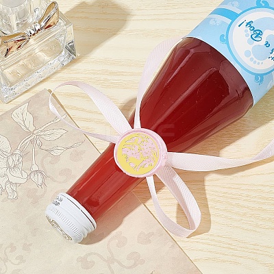 Brass Wax Seal Stamp with Wood Handle AJEW-WH0412-0039-1