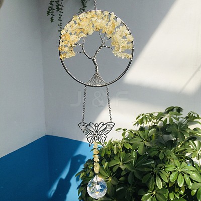 Glass Teardrop Pendant Decoration DJEW-PW0019-05E-1
