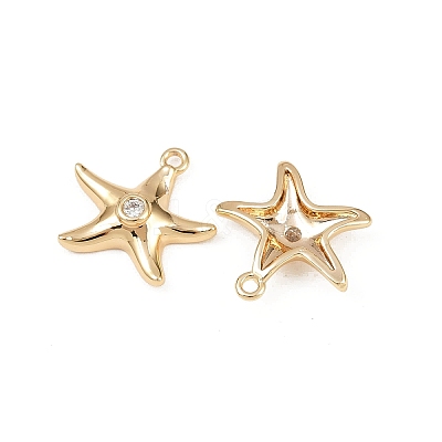 Brass Micro Pave Cubic Zirconia Charms KK-G535-05B-G-1
