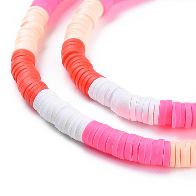 Fixed 4 Color Handmade Polymer Clay Bead Strands CLAY-S096-029O-1