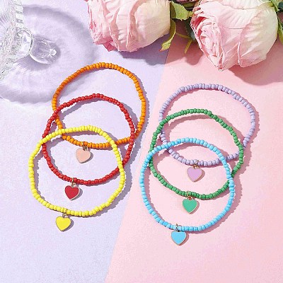 6Pcs Glass Seed Beaded Bracelets BJEW-JB10216-01-1