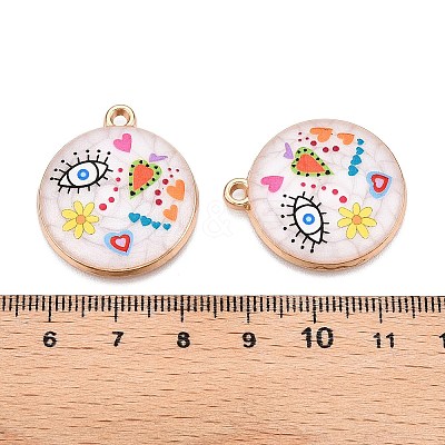 Printed Rack Plating Alloy Enamel Pendants ENAM-T020-02F-1