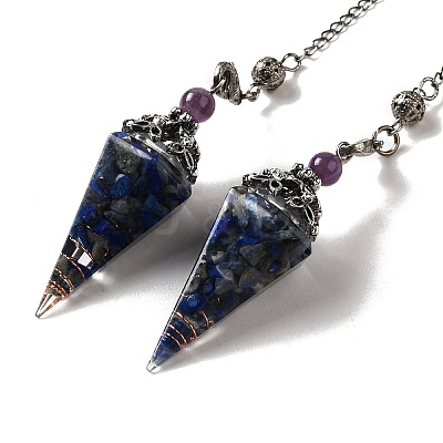 Natural Lapis Lazuli Dowsing Pendulum Big Pendants G-H285-02P-05-1