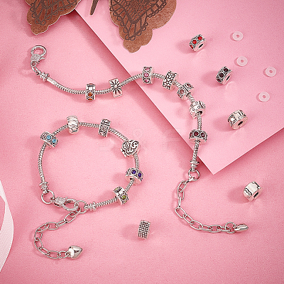 DIY Alloy Heart European Style Bracelet Making Kit DIY-PH0022-01-1