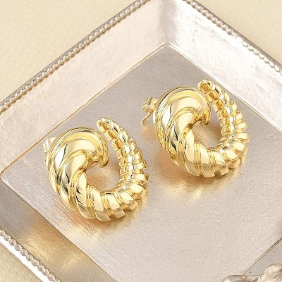 Twisted Brass Stud Earrings for Women KK-CBAD851-22G-1