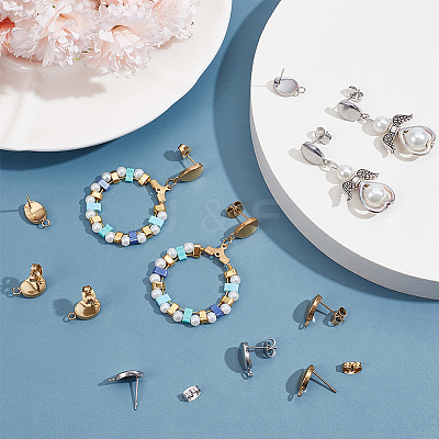 60Pcs 2 Colors 304 Stainless Steel Stud Earring Findings STAS-BBC0005-65-1