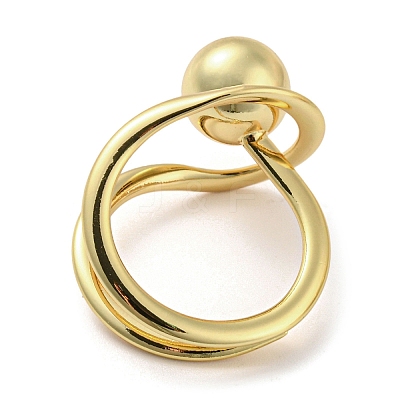Round Ball Rack Plating Brass Wire Wrap Finger Rings RJEW-Q786-01G-1
