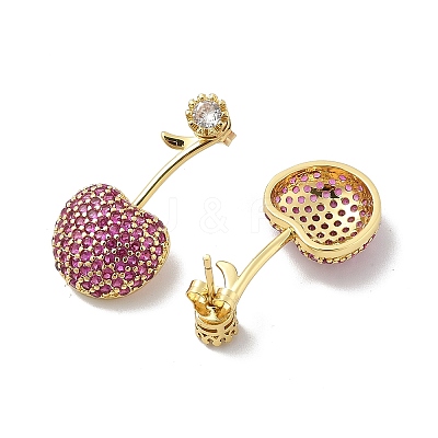 Cherry Brass Micro Pave Cubic Zirconia Stud Earrings EJEW-M077-12G-01-1