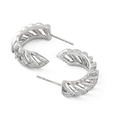 Letter C Rack Plating Brass Micro Pave Clear Cubic Zirconia Stud Earrings for Women KK-Z038-13P-1