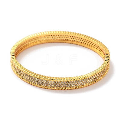 Brass Micro Pave Clear Cubic Zirconia Hinged Bangles for Women BJEW-Z061-18G-1