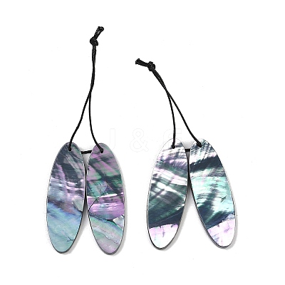 2Pcs Natural Black Lip Shell Pendants FIND-Z079-01A-1