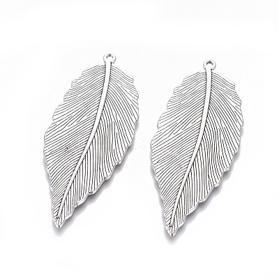 Tibetan Style Alloy Leaf Large Pendants LS-TIBEP-S607-AS-LF-1