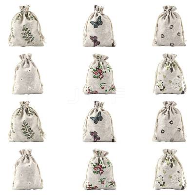24Pcs 6 Colors Polycotton(Polyester Cotton) Packing Pouches Drawstring Bags ABAG-FS0001-12-1